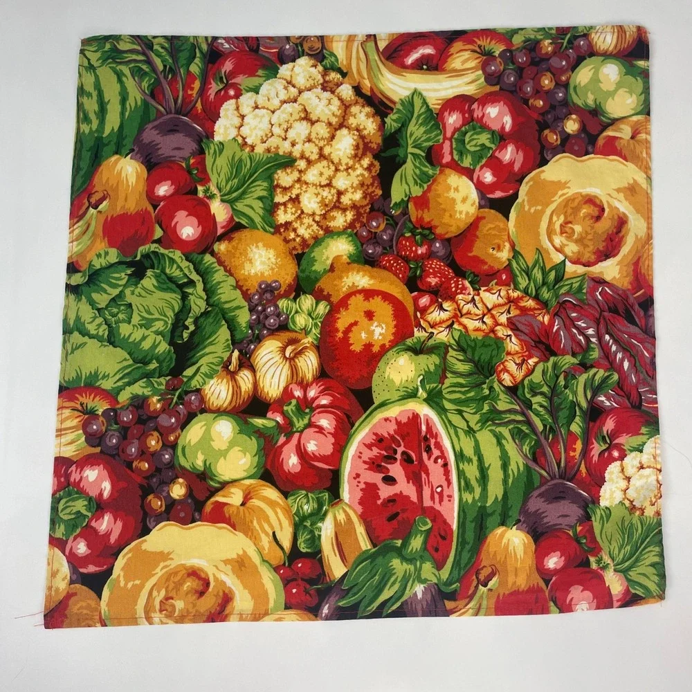 Autumn Cloth Napkins Mixed Harvest Fruit Vegetable‎ Set of 6 Different Sizes